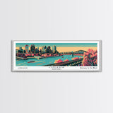 Omaha Nebraska Panoramic Painting Framed Canvas Print, Travel Poster, Mid Century Modern Art, Pop Art Style, Wall Art, Home Decor