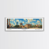 Irving Texas Panoramic Wall Art, Watercolor Framed Canvas Print, Urban Cityscape for Living Room, Travel Poster, Home Decoration