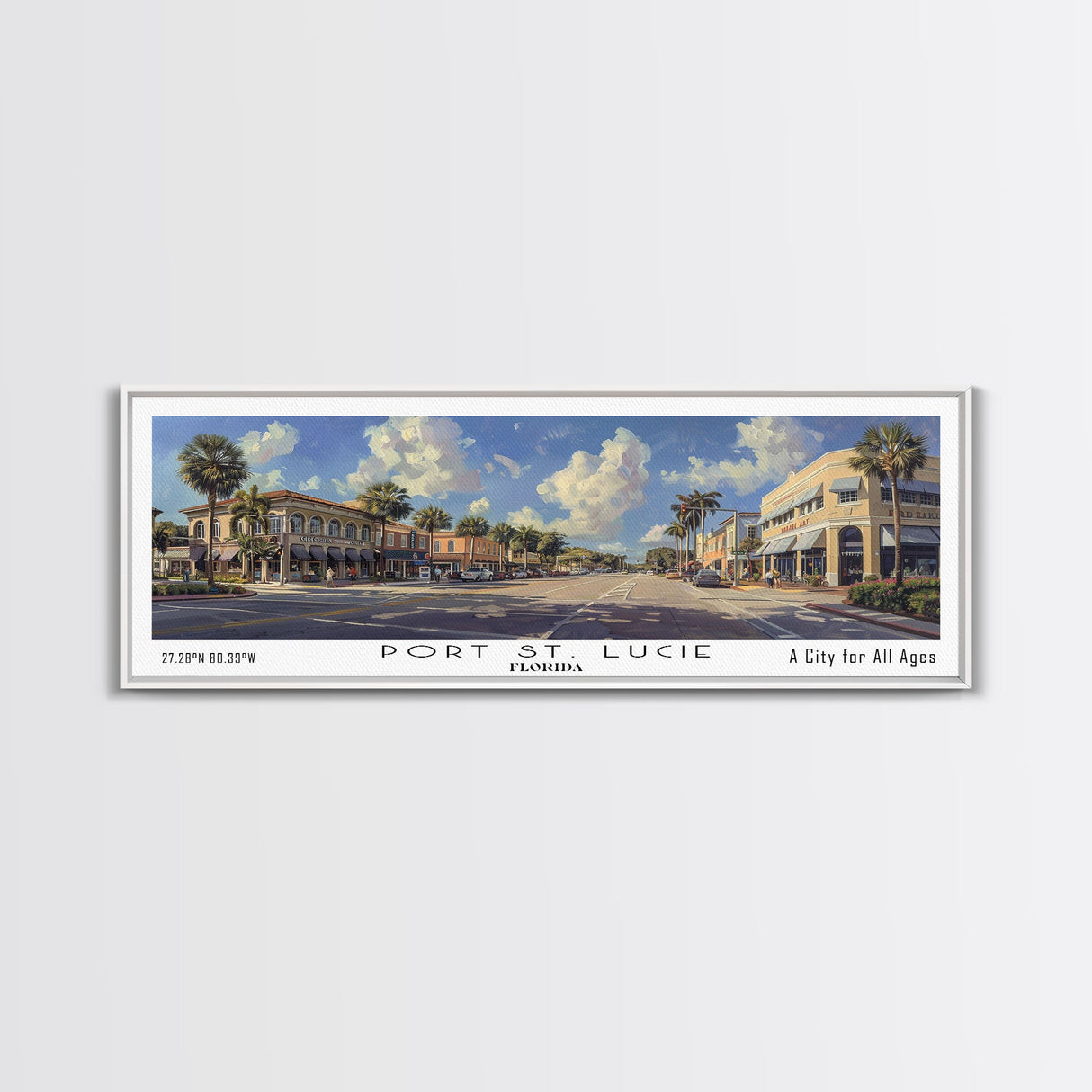 Port St. Lucie Florida Panoramic Print, Stylish Framed Canvas Print, City Travel Poster, Home Decor, Office Wall Art, Gift Idea