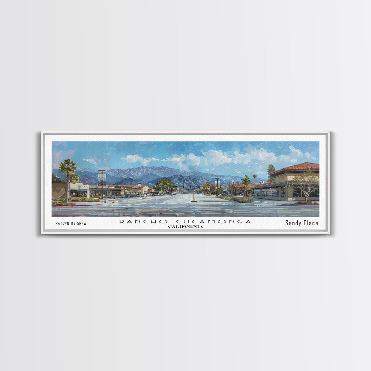 Rancho Cucamonga California Panoramic Print, Stylish Framed Canvas Print, Travel Poster Art, Home Decor, Office Wall Art