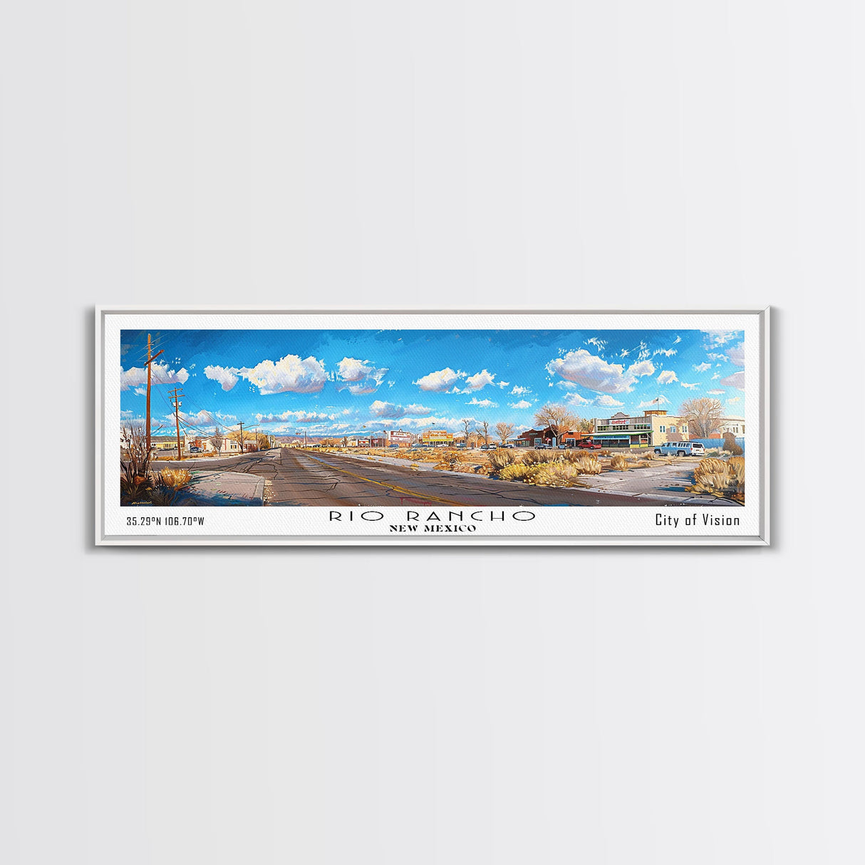 Rio Rancho New Mexico Panoramic Print, Elegant Framed Canvas Print, City Travel Poster, Home Decoration, Office Wall Art