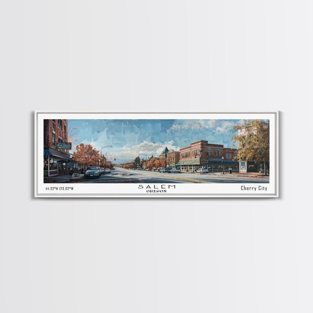 Salem Oregon Panoramic Print, Beautiful Framed Canvas Print, City Travel Poster, Home Decoration, Wall Art, Office Gift