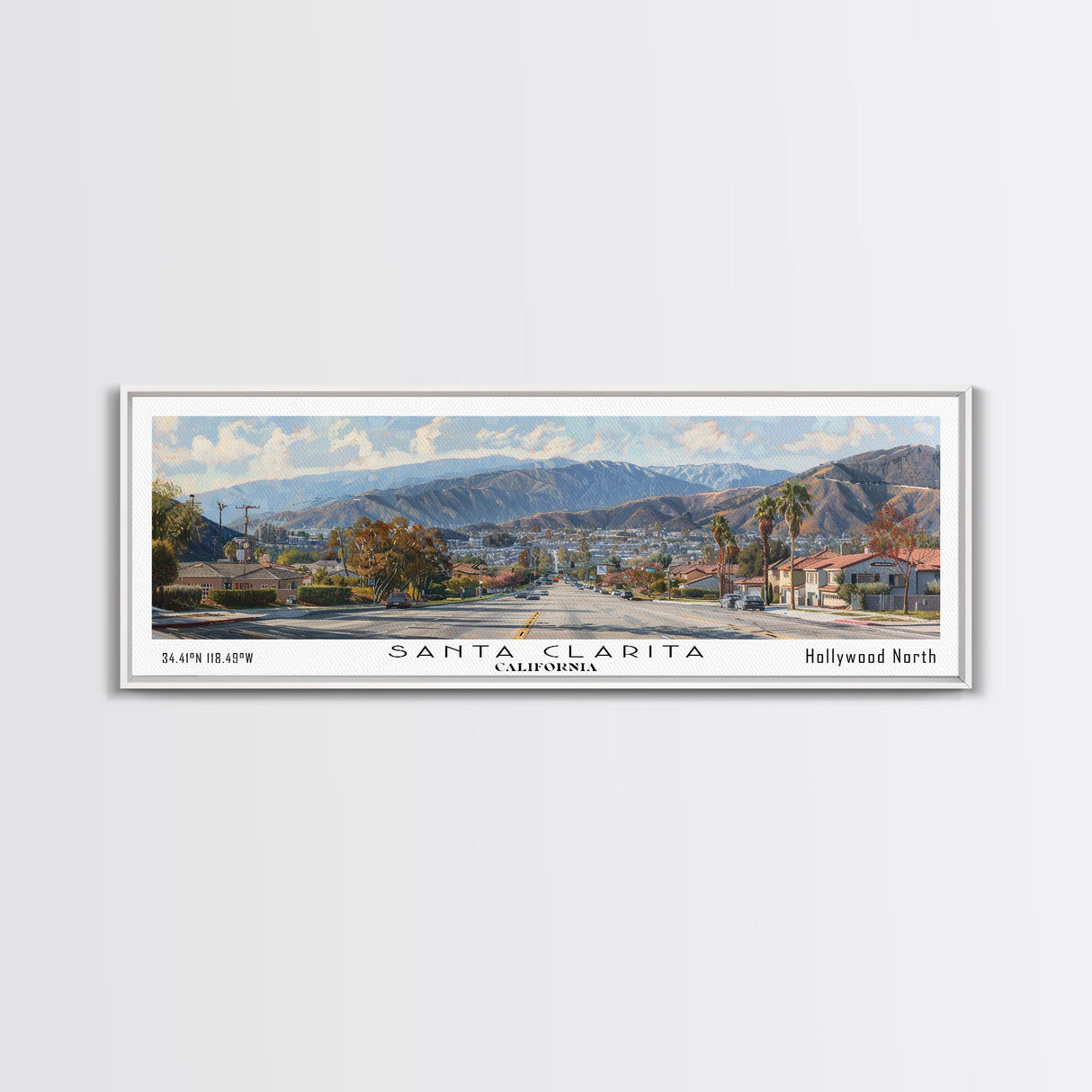 Santa Clarita California Travel Poster, Framed Canvas Print, Wall Art, Home Decor, Travel Print, Living Room Art, Artistic Gift