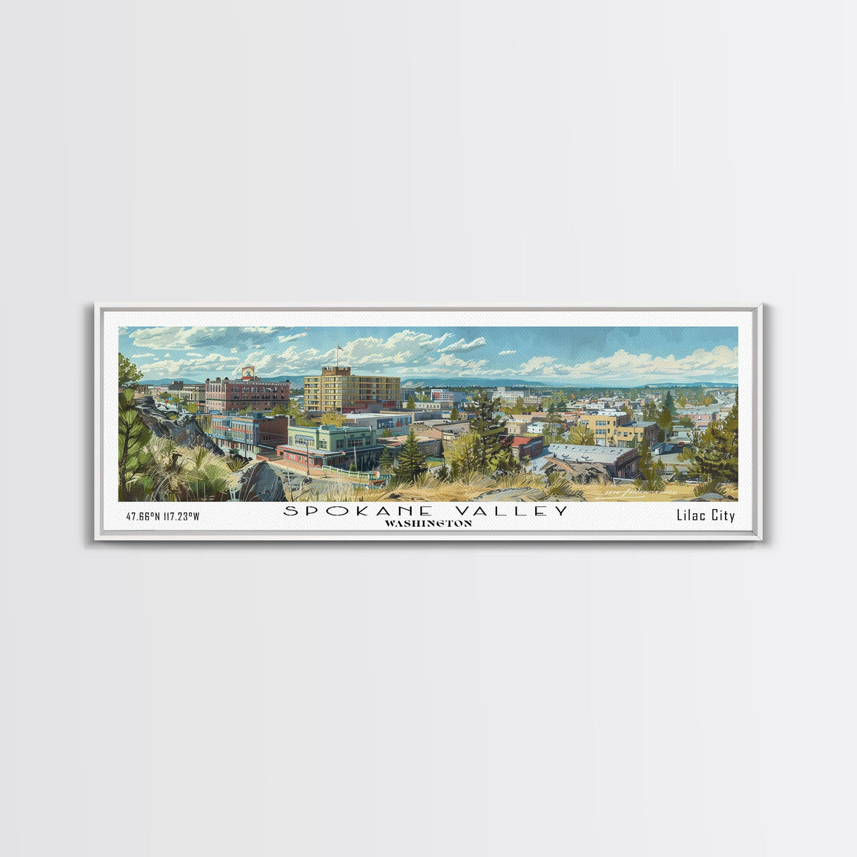 Spokane Valley Washington Travel Poster, Framed Canvas Print, Wall Art, Home Decor, Travel Gift, Living Room Art, Retro Style Art