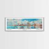 Virginia Beach Virginia Panoramic Painting, Framed Canvas Print, Retro Style Travel Poster, Unique Home Decor, Artistic Office Wall Art