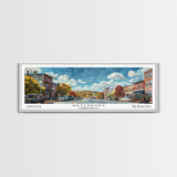 Waterbury Connecticut Panoramic Painting, Framed Canvas Print, Artistic Travel Poster, Retro Wall Art, Unique Office Decor, Living Room Gift