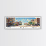 Wichita Kansas Panoramic Framed Canvas Print, Retro Travel Poster, Artistic Wall Art, Unique Living Room Decor, Office Gift, Original Artwork