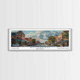 Woodbridge New Jersey Panoramic Framed Canvas Print, Artistic Travel Poster, Retro Wall Art, Unique Office Decor, Living Room Gift, Original Artwork