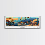 Los Angeles California Panoramic Framed Canvas Print, Mid Century Modern Wall Art, Pop Art Home Decor, Retro Style Travel Poster