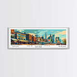 New York New York Panoramic Framed Canvas Print, Retro Style Wall Art, Mid Century Modern Home Decor, Pop Art Travel Poster