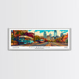 Philadelphia Pennsylvania Panoramic Painting, Retro Style Framed Canvas Print, Mid Century Modern Wall Art, Pop Art Travel Poster