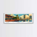 St. Petersburg Florida Panoramic Painting, Mid Century Modern Framed Canvas Print, Retro Pop Art Travel Poster, Wall Art, Home Decor