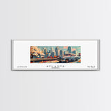 Atlanta Georgia Panoramic Painting, Mid Century Modern Framed Canvas Print, Retro Pop Art Travel Poster, Wall Decor, Gift Idea, Home Decor