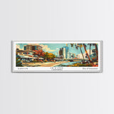 Irvine California Panoramic Wall Art, Mid Century Modern Framed Canvas Print, Retro Pop Art Travel Poster, Home Decor, Living Room Art, Office Wall Hanging