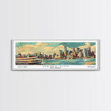 Jersey City New Jersey Panoramic Painting, Mid Century Modern Framed Canvas Print, Retro Pop Art Travel Poster, Wall Art, Home Decor, Office Wall Art, Living Room Decor