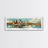 Saint Paul Minnesota Panoramic Painting, Mid Century Modern Framed Canvas Print, Retro Pop Art Travel Poster, Living Room and Office Wall Art