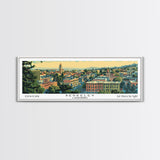 Berkeley California Panoramic Painting, Mid Century Modern Framed Canvas Print, Retro Pop Art Travel Poster, Home Decor, City Print