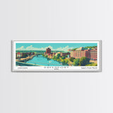 Davenport Iowa Panoramic Wall Art, Mid Century Modern Framed Canvas Print, Retro Pop Art Travel Poster, City Art Gift, Home Decor