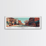 Evansville Indiana Panoramic Painting, Mid Century Modern Framed Canvas Print, Retro Pop Art Travel Poster, Living Room Wall Art