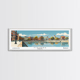 Fishers Indiana Panoramic Painting, Mid Century Modern Framed Canvas Print, Retro Pop Art Travel Poster, Home Wall Decor