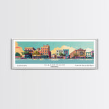 Hampton Virginia Panoramic Painting, Mid Century Modern Framed Canvas Print, Retro Pop Art Travel Poster, Office Wall Decor