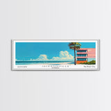 Jacksonville Florida Panoramic Painting, Mid Century Modern Framed Canvas Print, Retro Pop Art Travel Poster, Living Room Art