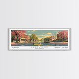 Lakewood New Jersey Panoramic Wall Art, Mid Century Modern Framed Canvas Print, Retro Pop Art Travel Poster, Living Room Art