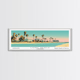 Long Beach California Panoramic Painting, Mid Century Modern Framed Canvas Print, Retro Pop Art Travel Poster, Office Decor