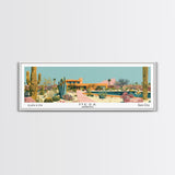 Mesa Arizona Panoramic Painting, Mid Century Modern Framed Canvas Print, Retro Pop Art Travel Poster, Office Wall Art