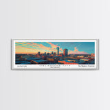 Oklahoma City Oklahoma Panoramic Painting, Mid Century Modern Framed Canvas Print, Retro Pop Art Travel Poster, City Art, Office Wall Decor, Living Room Art