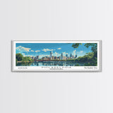 Philadelphia Pennsylvania Panoramic Painting, Mid Century Modern Framed Canvas Print, Retro Pop Art Travel Poster, City Art, Office Wall Decor, Living Room Art