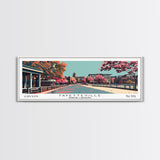 Fayetteville North Carolina Panoramic Painting, Framed Canvas Print, Mid Century Modern Wall Art, Retro Pop Art Travel Poster, Home Decor, City Art