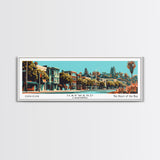 Hayward California Panoramic Painting, Framed Canvas Print, Mid Century Modern Wall Art, Retro Pop Art Travel Poster, Cityscape Decor, Office Wall Art, Home Decor