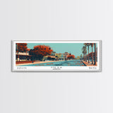 Mesa Arizona Panoramic Painting, Mid Century Modern Framed Canvas Print, Retro Pop Art Travel Poster, Living Room Decor, Gift Idea