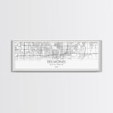 Panoramic Des Moines City Map, Iowa Art, Map Print, Minimalist Wall Art, Canvas Art, Housewarming Gift, Street Map Art, Closing Gift