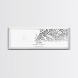 Panoramic Dubai City Map, United Arab Emirates Art, Map Print, Minimalist Wall Art, Canvas Art, Housewarming Gift, Street Map, Closing Gift