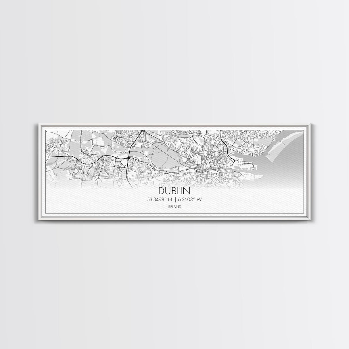 Panoramic Dublin City Map, Ireland Art, Map Print, Minimalist Wall Art, Canvas Art, Housewarming Gift, Street Map Art, Closing Gift