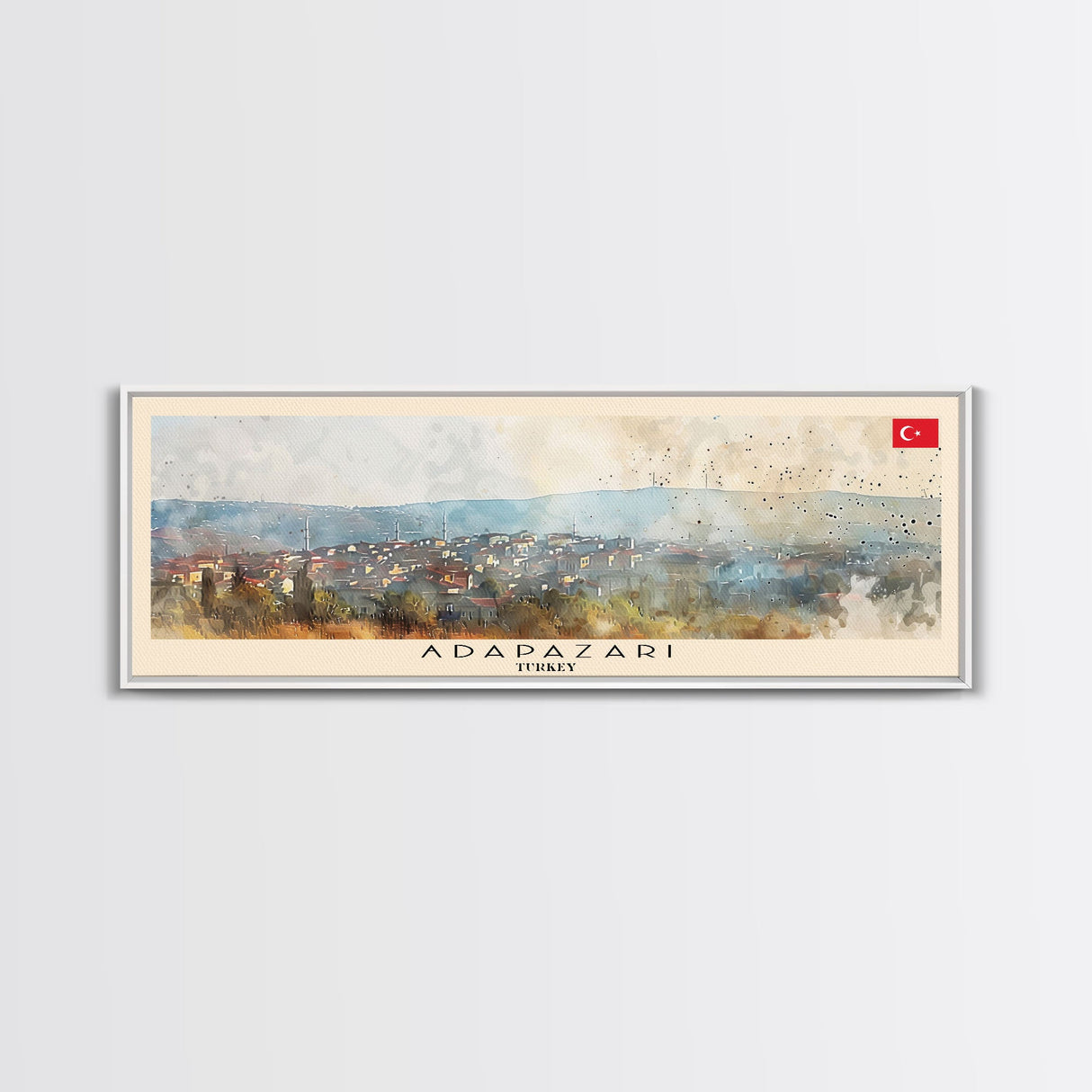 Adapazar Turkey Panoramic Travel Poster, Framed Canvas Print or Metal Wall Art, Travel Art, Home Decor, Panoramic Painting, Midcentury Art