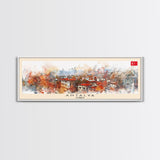 Antalya Turkey Panoramic Travel Poster, Framed Canvas Print or Metal Wall Art, Travel Art, Home Decor, Panoramic Painting, Midcentury Art