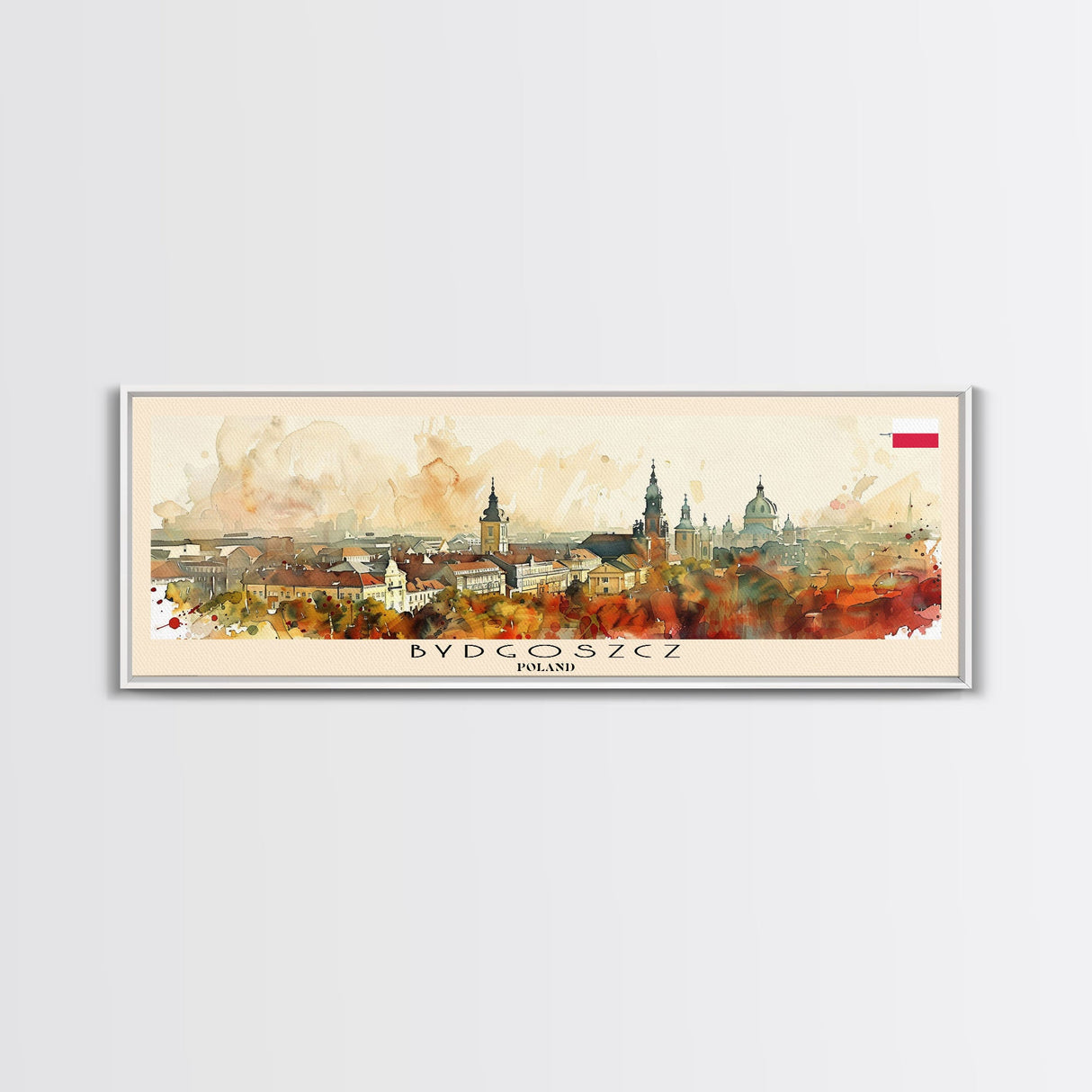 Bydgoszcz Poland Travel Art, City Art, Framed Canvas Print or Metal Wall Art, Europe Travel Poster, Panoramic Wall Art, Extra Wide Wall Art