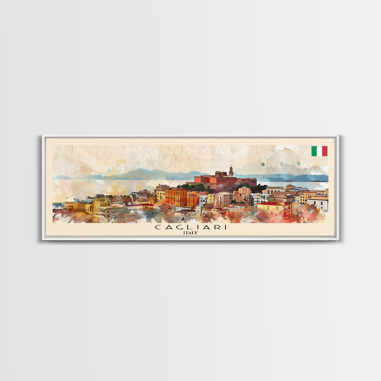 Cagliari Italy Wall Art, Panoramic Travel Poster, Panoramic Framed Canvas Print, City Wall Art, Wall Hanging Home Decor, Travel Art