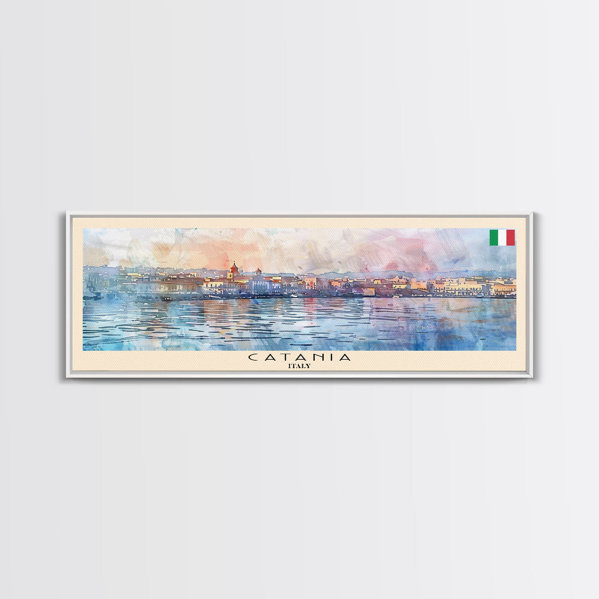 Catania Italy Travel Print Wall Art, Panoramic City Art, Travel Art, Wall Decor, Vacation Gift, Framed Canvas Print Or Metal Art