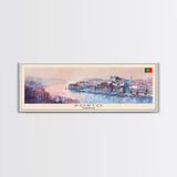 Porto Portugal Panoramic Travel Poster, Framed Canvas Print or Metal Wall Art, Travel Art, Home Decor, Panoramic Painting, Midcentury Art