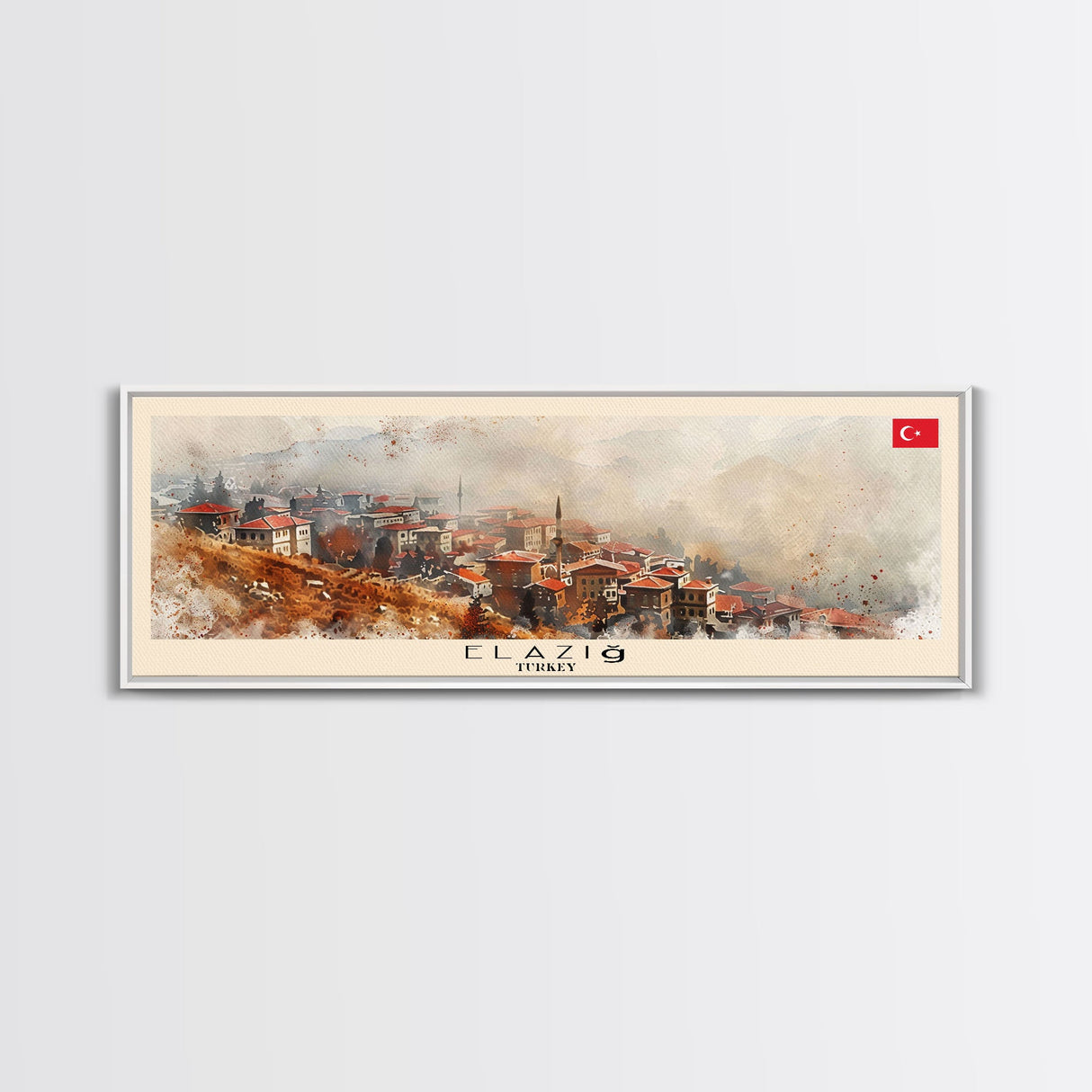 Elaz Turkey Wall Art, Panoramic Travel Poster, Panoramic Framed Canvas Print, City Wall Art, Wall Hanging Home Decor, Travel Art