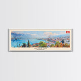 Geneva Switzerland Wall Art, Panoramic Travel Poster, Panoramic Framed Canvas Print, City Wall Art, Wall Hanging Home Decor, Travel Art