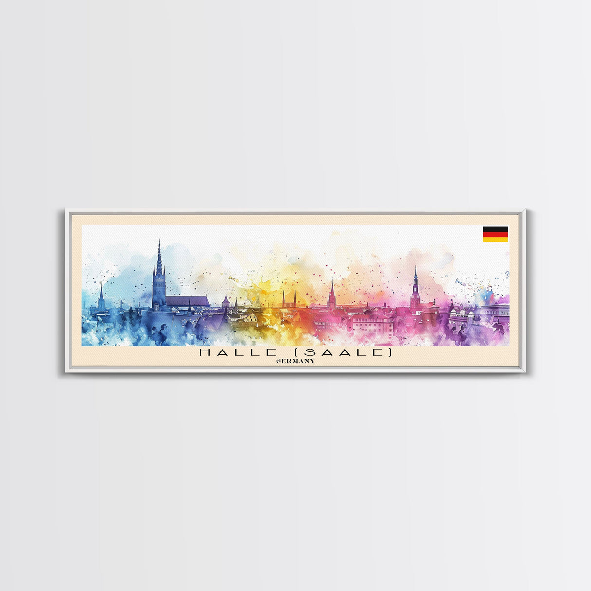 Halle Saale Germany Wall Art, Panoramic Travel Poster, Panoramic Framed Canvas Print, City Wall Art, Wall Hanging Home Decor, Travel Art