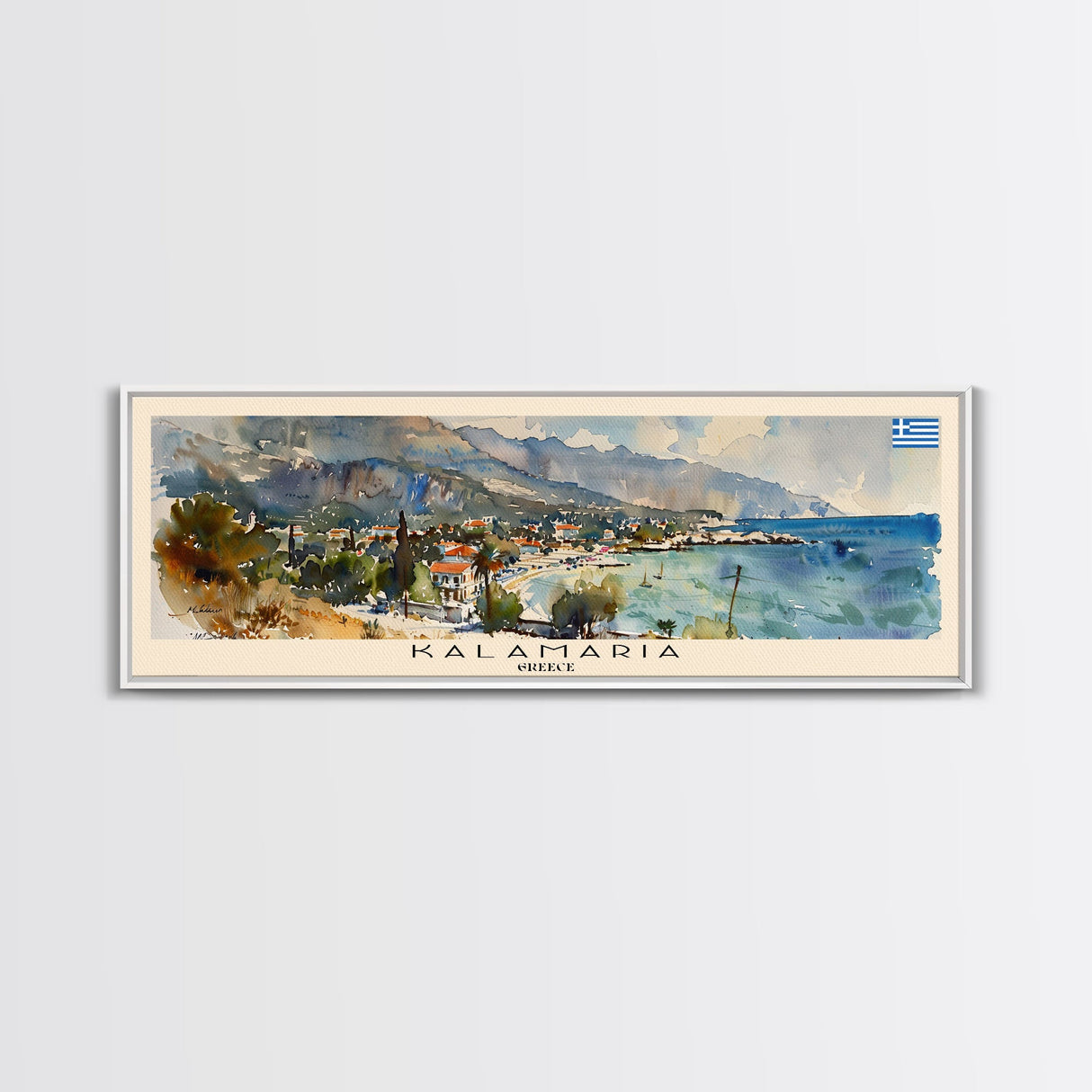 Kalamaria Greece Wall Art, Panoramic Travel Poster, Panoramic Framed Canvas Print, City Wall Art, Wall Hanging Home Decor, Travel Art