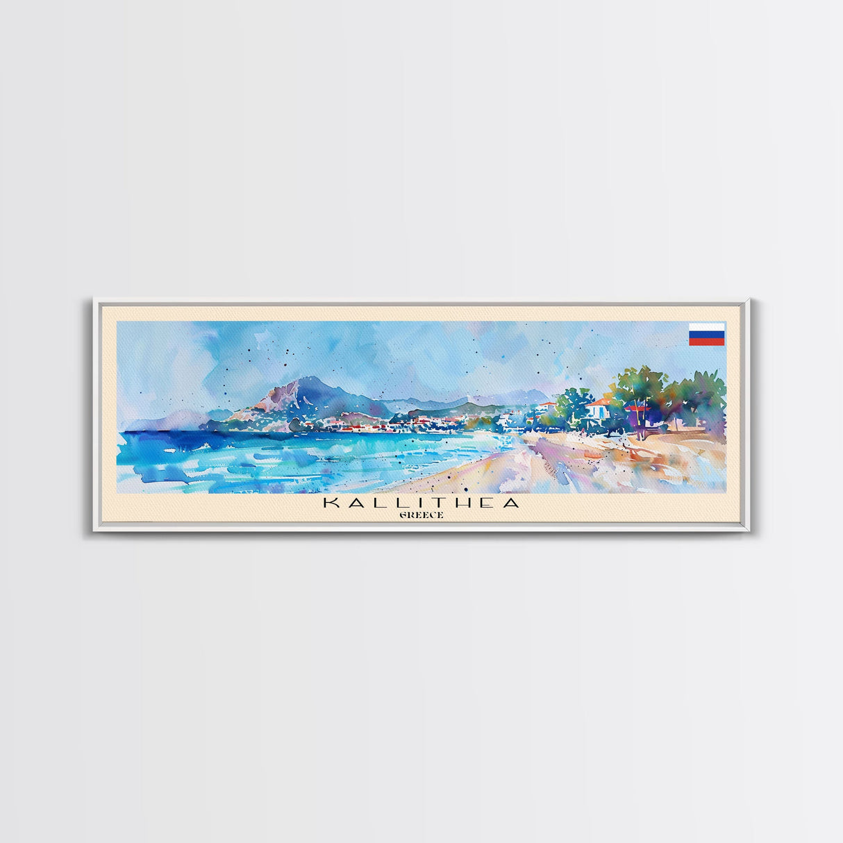 Kallithea Greece Travel Art, City Art, Framed Canvas Print or Metal Wall Art, Europe Travel Poster, Panoramic Wall Art, Extra Wide Wall Art