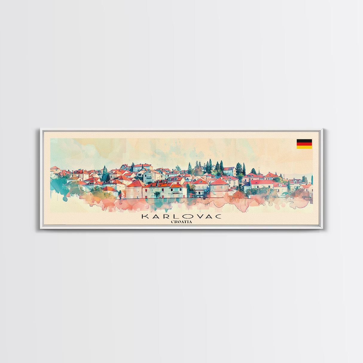 Karlovac Croatia Travel Art, City Art, Framed Canvas Print or Metal Wall Art, Europe Travel Poster, Panoramic Wall Art, Extra Wide Wall Art