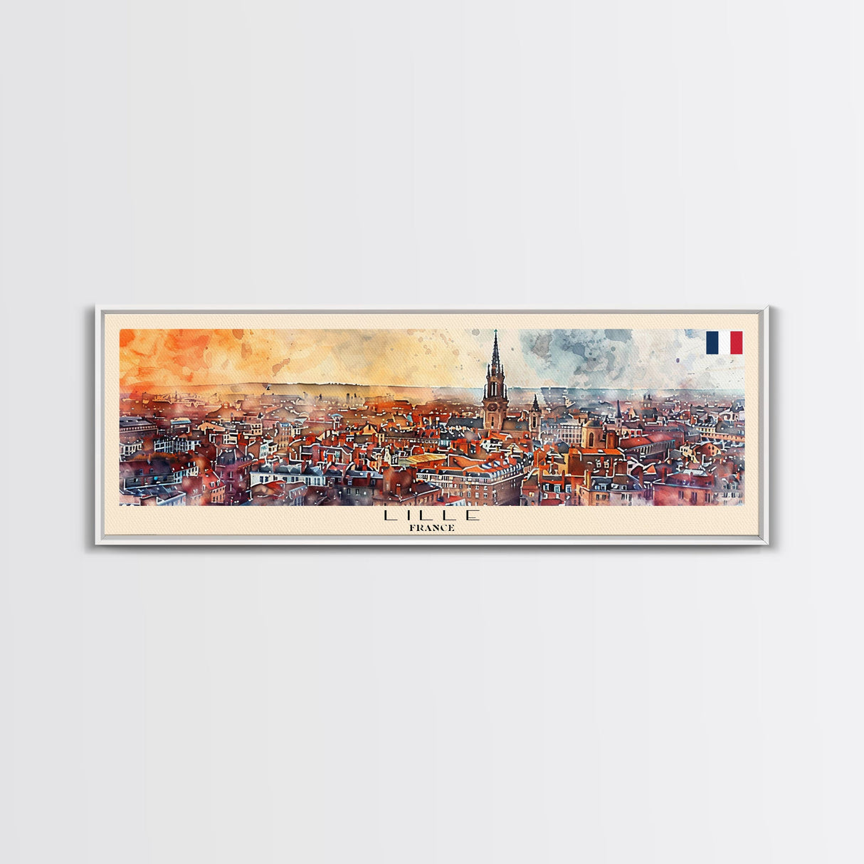 Lille France Wall Art, Panoramic Travel Poster, Panoramic Framed Canvas Print, City Wall Art, Wall Hanging Home Decor, Travel Art